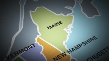 ABD haritası Maine eyaletine döndü. Yüksek kalite 4k görüntü