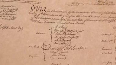 Amerikan Anayasası tarihi belgesi. Biz 5 kişiyiz. Yüksek kalite 4k görüntü