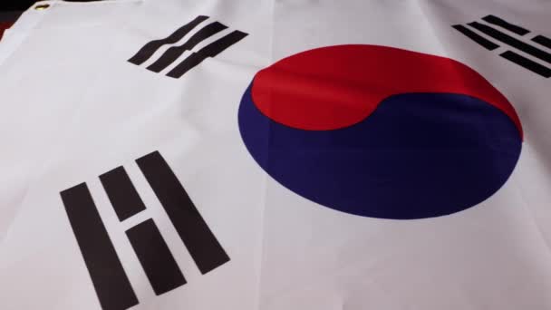 Tracking Slider Shot Della Bandiera Nazionale Coreana Sourth Filmati Alta — Video Stock