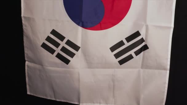 Dél Korea Nemzeti Zászló Sötét Háttérrel Kiváló Minőségű Felvételek — Stock videók