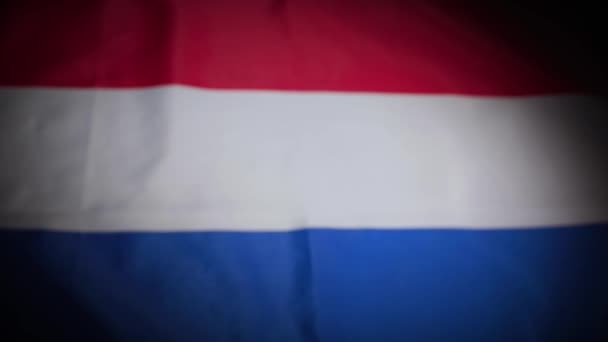 Rack Focus Della Bandiera Nazionale Olandese Con Vignetta Filmati Alta — Video Stock