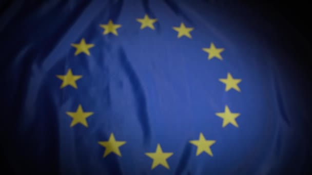 Центрі Уваги Прапор Європейського Союзу Пильністю Високоякісні Кадри — стокове відео