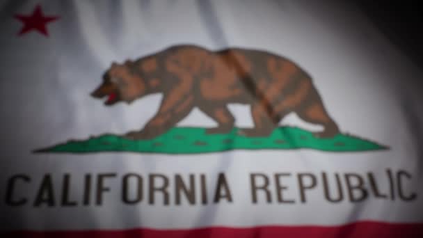 Rack Fokus Der Kalifornischen Staatsflagge Auf Mit Vignette Hochwertiges Filmmaterial — Stockvideo
