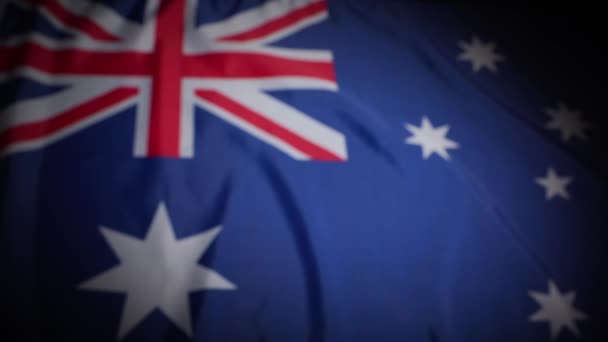 Focus Dello Scaffale Della Bandiera Nazionale Australiana Con Vignetta Filmati — Video Stock