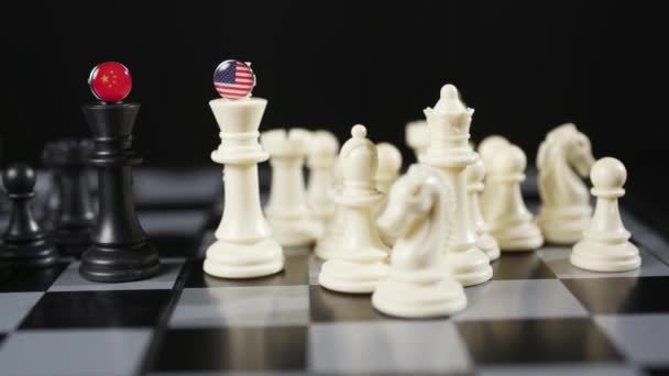 棋类国家与中国的冲突美国的战争对抗观念 高质量的4K镜头 — 图库视频影像