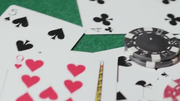 Jetons Poker Avec Des Cartes Jouer Sur Table Images Haute — Video