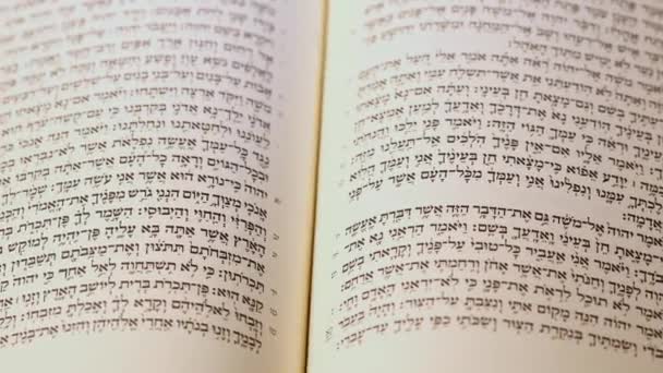 Torá Biblia Judía Hebreo Libro Texto Religioso Abrir Página Imágenes — Vídeo de stock