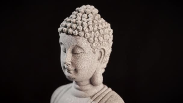 Decorative Buddha Statue Sculpture Meditating Dark Background High Quality Footage — Stock Video