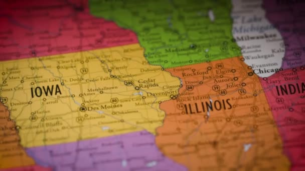 美国爱荷华州地图颜色轮廓Ia1 高质量的4K镜头 — 图库视频影像