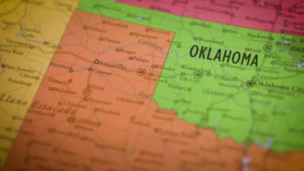 Usa Állam Térkép Szín Kontúr Oklahoma Kiváló Minőségű Felvételek — Stock videók