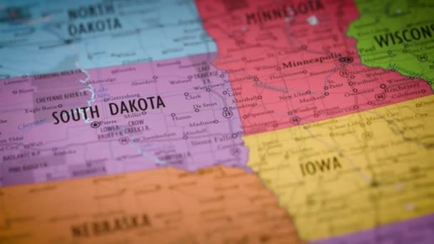 Usa State Map Color Contour South Dakota High Quality Footage — Stock Video