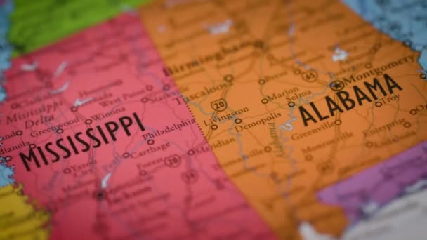 Estados Unidos Mapa Cor Contorno Mississippi Imagens Alta Qualidade — Vídeo de Stock