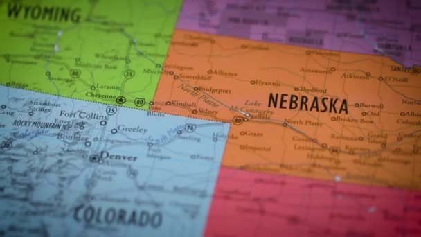 Usa Stát Mapa Barva Obrys Nebraska Ne2 Vysoce Kvalitní Záběry — Stock video