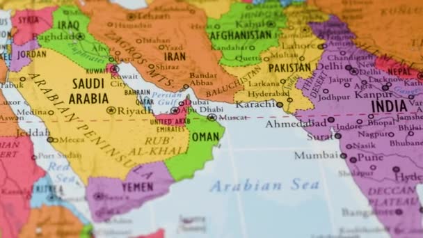 Saudi Arabia Color Contour World Map High Quality Footage — Stock Video