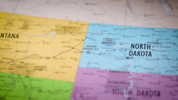 Usa State Map Farbkontur North Dakota Hochwertiges Filmmaterial — Stockvideo