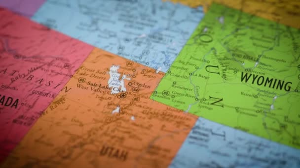美国怀俄明州地图颜色等高线 — 图库视频影像