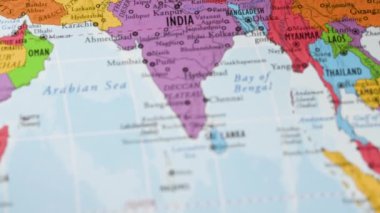 Hindistan, dünya haritası 1 'in renginde. Yüksek kalite 4k görüntü