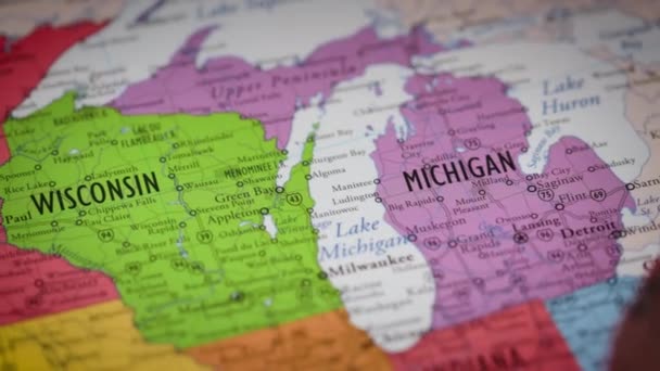 Контур Карты Штата Висконсин Высококачественные Кадры — стоковое видео