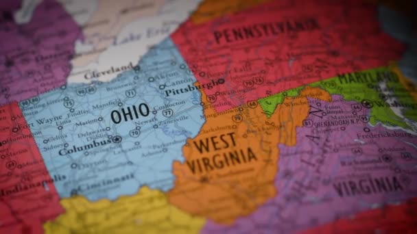 美国州地图的颜色轮廓俄亥俄州Oh 高质量的4K镜头 — 图库视频影像