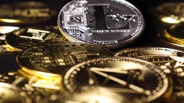Dolly Tiro Bitcoins Crypto Blockchain Moneda Descentralizada Imágenes Alta Calidad — Vídeos de Stock