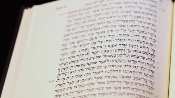 Torah Judisk Bibel Hebreiska Religiösa Lärobok Öppna Sidan Högkvalitativ Film — Stockvideo