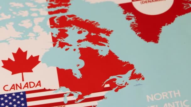 Kanada Umreißt Länderflagge Auf Weltkarte Hochwertiges Filmmaterial — Stockvideo