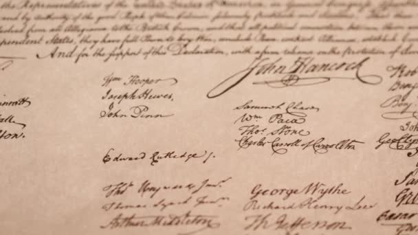 Unabhängigkeitserklärung Dokument Kongress Juli 1776 Hochwertiges Filmmaterial — Stockvideo