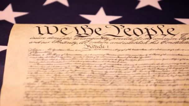 Доллі Відстежує Конституцію Сполучених Штатів Історичний Документ Високоякісні Кадри — стокове відео