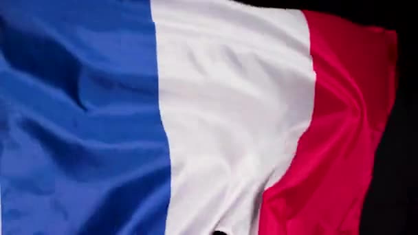 Французький Національний Прапор Темному Фоні Високоякісні Кадри — стокове відео