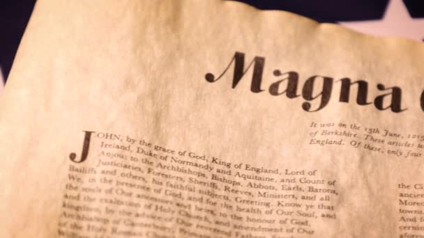 Dolly Tracking Magna Carta King John 1215 Historical Document High — Stock Video