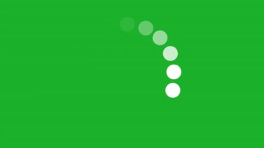 Yeşil ekran üzerinde beyaz noktalar çember animasyonu yükleniyor - ağ güncellemesi indirme işlemi bekleniyor. Yüksek kalite 4k görüntü