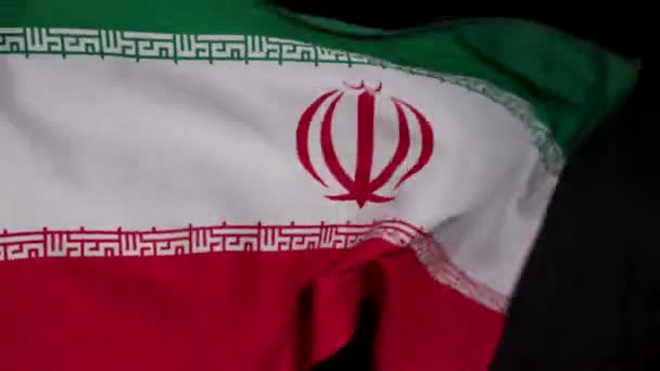 Bandeira Nacional Iraniana Fundo Escuro Imagens Alta Qualidade — Vídeo de Stock