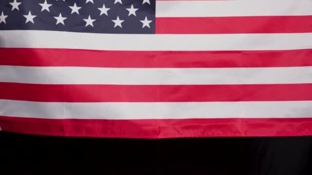 Bandeira Nacional Dos Estados Unidos Eua Fundo Escuro Imagens Alta — Vídeo de Stock