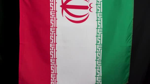 Irańska Flaga Narodowa Ciemnym Tle Wysokiej Jakości Materiał — Wideo stockowe