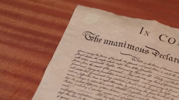 Unabhängigkeitserklärung Dokument Kongress Juli 1776 Hochwertiges Filmmaterial — Stockvideo