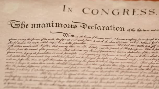 Декларация Независимости Конгресс Июля 1776 Высококачественные Кадры — стоковое видео