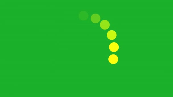Ładowanie Żółtych Kropek Koło Animacji Zielony Ekran Postępu Czeka Wysokiej — Wideo stockowe