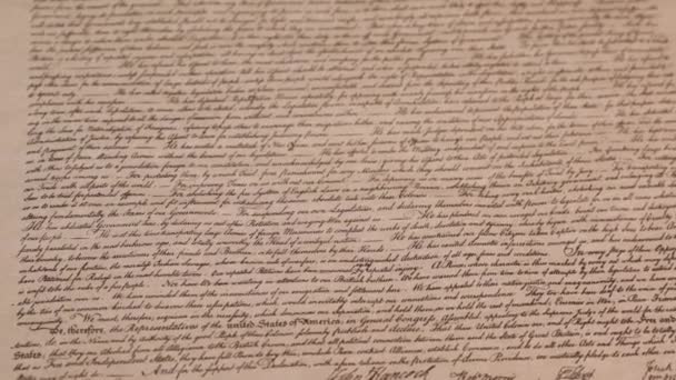 Declaration Independence Document Congress July 1776 High Quality Footage — Stock Video