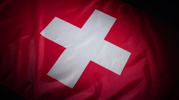 Giro Dinamico Della Svizzera Bandiera Nazionale Filmati Alta Qualità — Video Stock