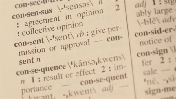 词典上的同意词定义页文字字母 高质量的4K镜头 — 图库视频影像