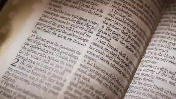 Bibeln Gamla Testamentets Bok Habakkuk Titelsida Tur Högkvalitativ Film — Stockvideo