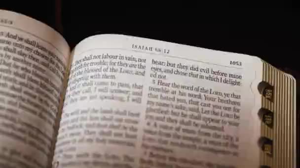 Bíblia Livro Antigo Testamento Jeremias Página Título Virar Imagens Alta — Vídeo de Stock