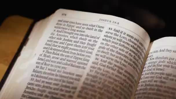 Bíblia Livro Dos Juízes Antigo Testamento Página Título Virar Imagens — Vídeo de Stock