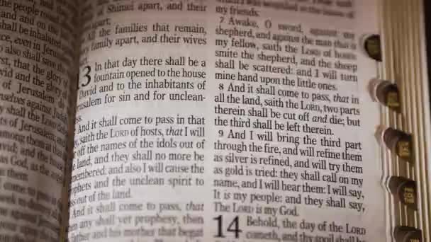 Biblia Stary Testament Księga Malachiasza Strona Tytułowa Obrócić Wysokiej Jakości — Wideo stockowe