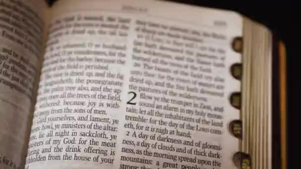 Bijbel Het Oude Testament Boek Van Joël Titel Hoge Kwaliteit — Stockvideo