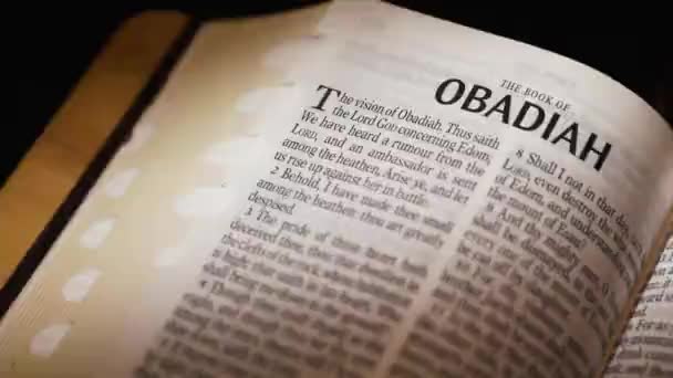 Bijbel Het Oude Testament Boek Van Obadja Titel Hoge Kwaliteit — Stockvideo