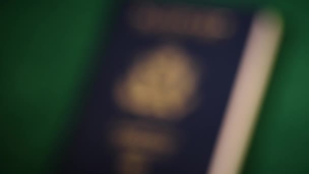 Angle Rapprochement Passeport Américain Sur Dessus Des Bagages Images Haute — Video
