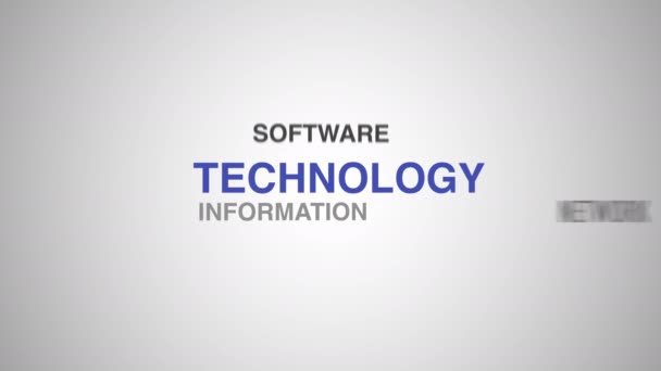 Технологическое Слово Облако Белая Фоновая Анимация Высококачественные Кадры — стоковое видео