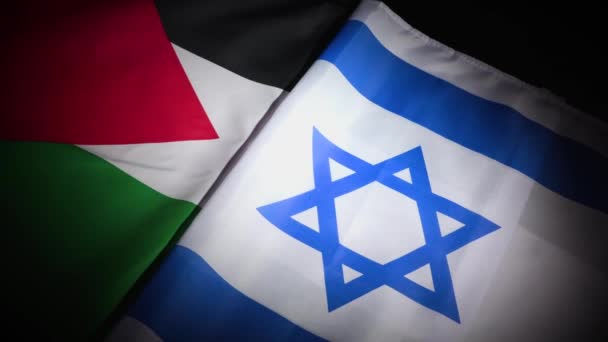 Динамичный Поворот Палестинского Израильского Флагов Виньеткой Высококачественные Кадры — стоковое видео