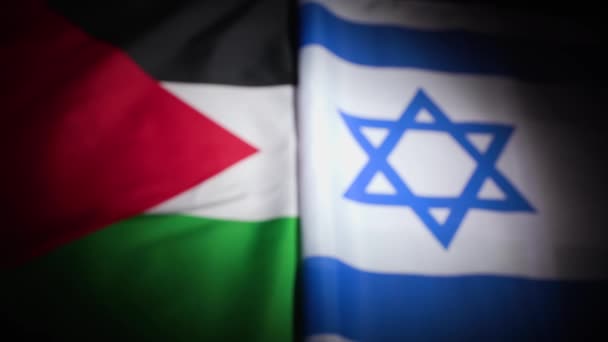 Сосредоточить Внимание Палестины Израиля Флагах Виньеткой Высококачественные Кадры — стоковое видео
